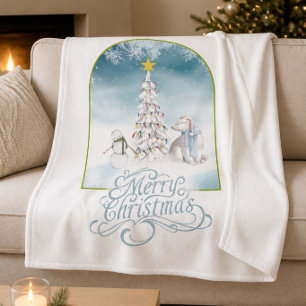 Polar Bear and Snowman Fleece Blanket