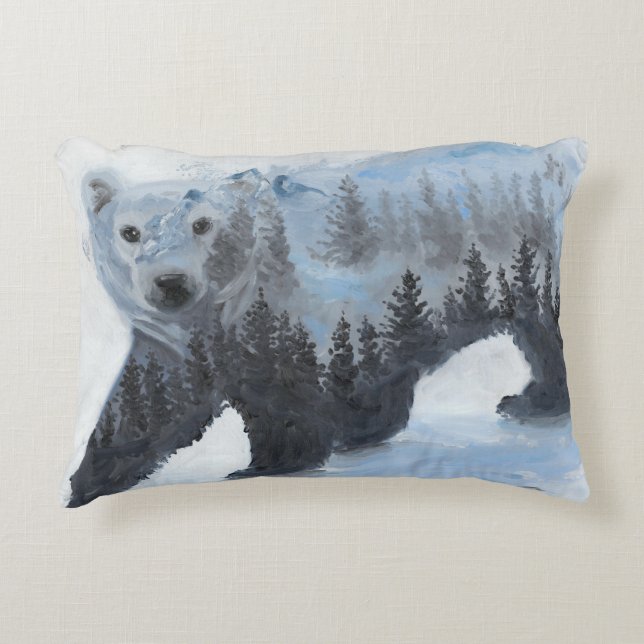 Polar Bear and the Forest Decorative Cushion (Front)