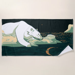 Polar Bear and the Moon Beach Towel