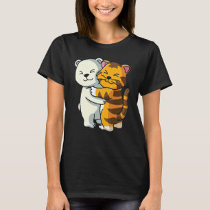 Polar Bear And Tiger Cute Animal Hugging Women Gi T-Shirt