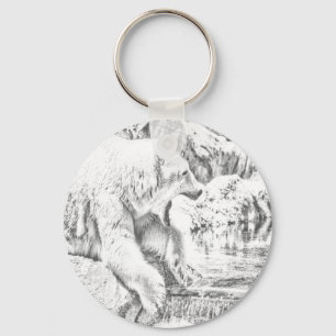 Polar bear and water key ring