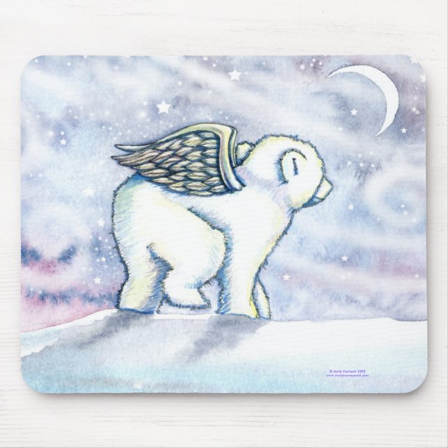 Polar Bear Angel Cub Mousepad by Molly Harrison (Front)
