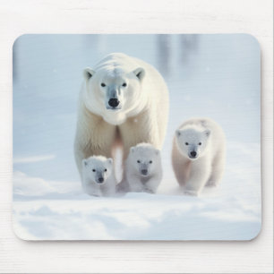 Polar Bear Animal Family Wandering Mouse Mat