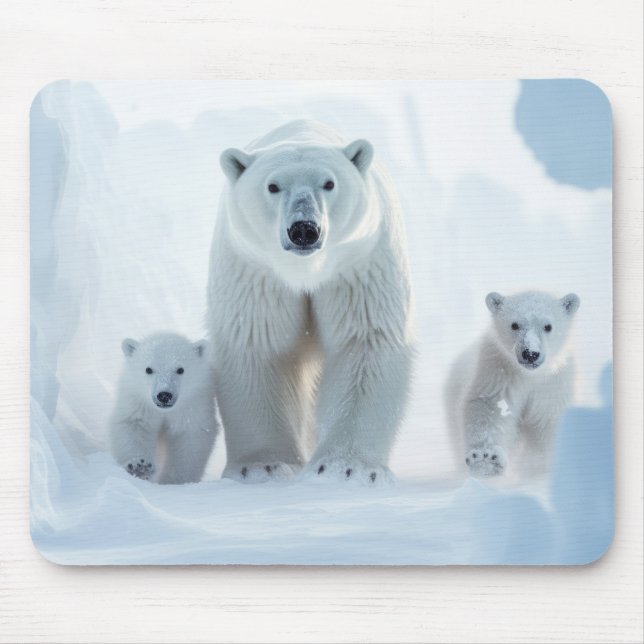 Polar Bear Animal Family Wandering  Mouse Mat (Front)