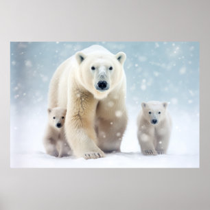 Polar Bear Animal Family Wandering Poster
