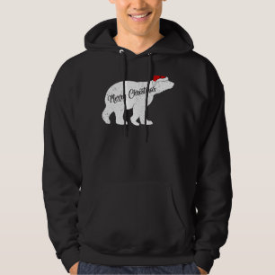 Polar Bear Animal Lover Xmas Santa Hat Polar Bear  Hoodie