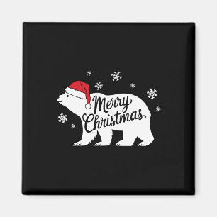 Polar Bear Animal Lover Xmas Santa Hat Polar Bear Magnet