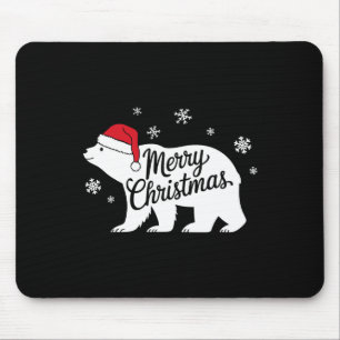 Polar Bear Animal Lover Xmas Santa Hat Polar Bear  Mouse Mat