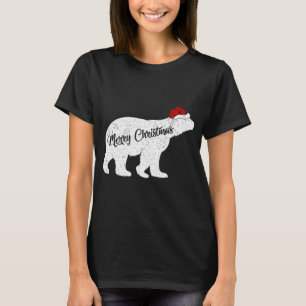 Polar Bear Animal Lover Xmas Santa Hat Polar Bear T-Shirt