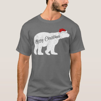 Polar Bear Animal Lover Xmas Santa Hat Polar Bear  T-Shirt
