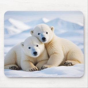Polar Bear Animal Nature Wildlife Affection Caring Mouse Mat