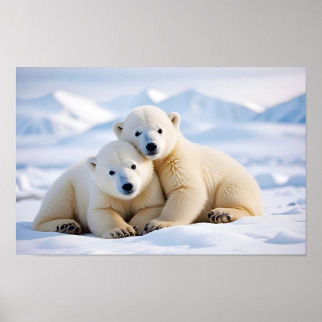 Polar Bear Animal Nature Wildlife Affection Caring Poster (Front)