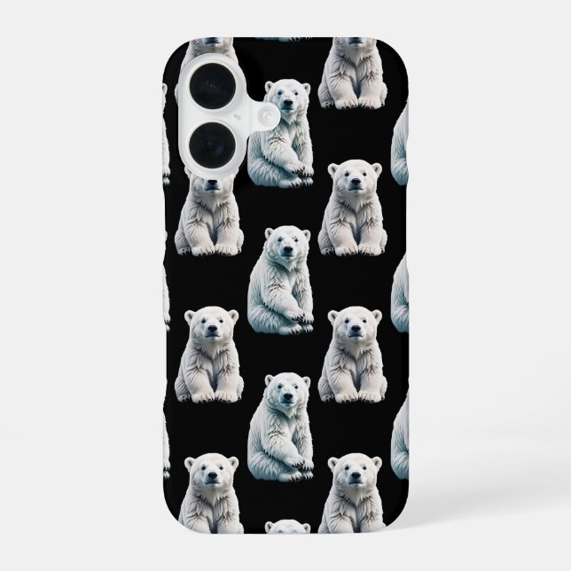 Polar Bear Animal Pattern Design  iPhone 16 Case (Back)