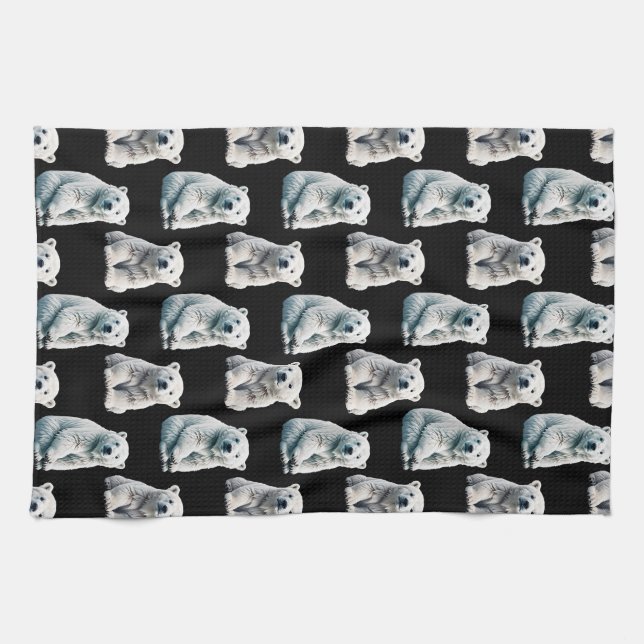Polar Bear Animal Pattern Design  Tea Towel (Horizontal)