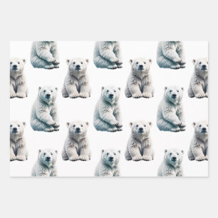 Polar Bear Animal Pattern Design Wrapping Paper Sheet