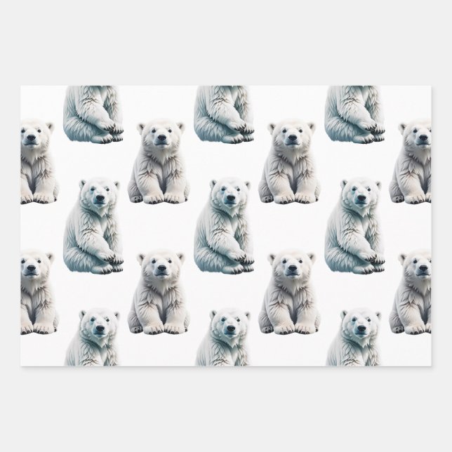 Polar Bear Animal Pattern Design  Wrapping Paper Sheet (Front)