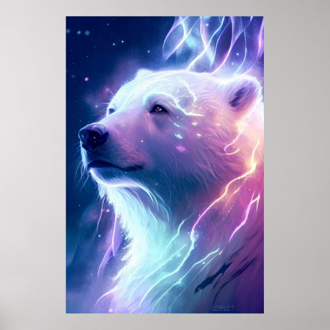 Polar Bear Animal Portrait Painting Wildlife Free Poster (Front)
