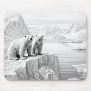 Polar Bear Animal Predator Wild Nature Ink Sketch Mouse Mat