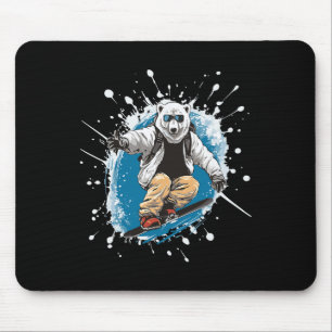 Polar Bear Animal Snowboarding Sports Snowboard  Mouse Mat