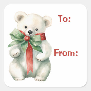 Polar Bear Animal Watercolor Gift Tag