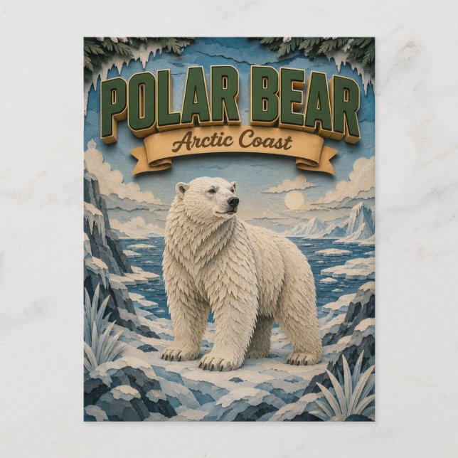 Polar Bear Arctic Coast POPCUT Postcard (Front)