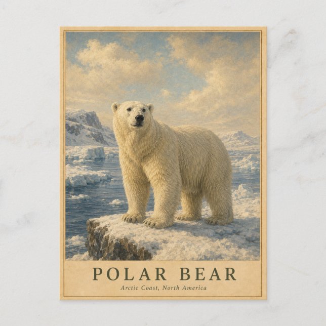 Polar Bear Arctic Coast VINTAGE Postcard (Front)