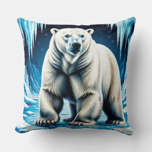 Polar Bear Arctic Ice Cave Climate Wildlife Scene Cushion