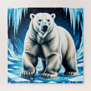 Polar Bear Arctic Ice Cave Climate Wildlife Scene Jigsaw Puzzle