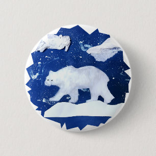 Polar Bear "Art by Kids" 6 Cm Round Badge
