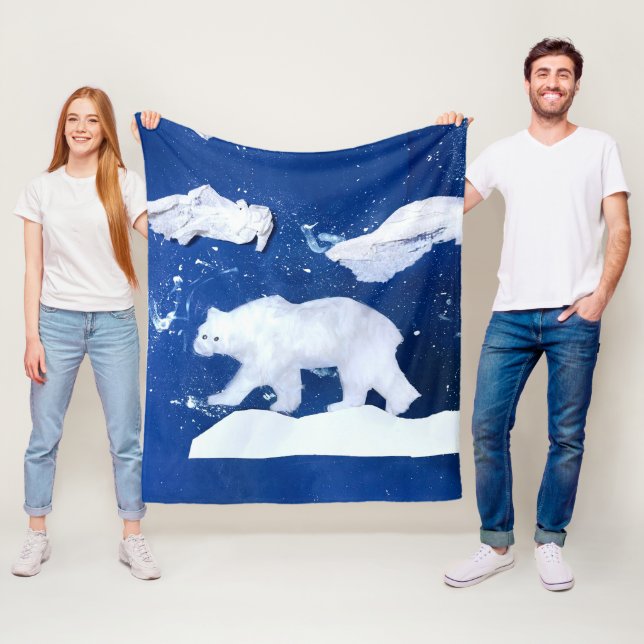Polar Bear "Art by Kids" Fleece Blanket (In Situ)