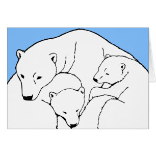 Polar Bear Art Cards Mother & Cub Custom Card
