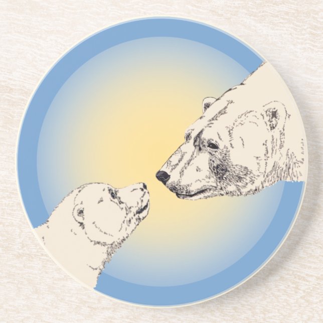 Polar Bear Art Coasters Bear & Cub Coaster (Front)