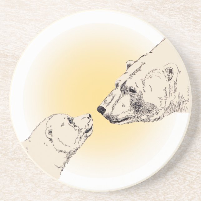 Polar Bear Art Coasters Bear & Cub Coaster (Front)