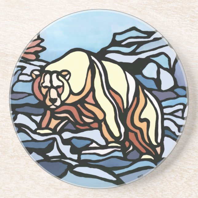 Polar Bear Art Coasters Native Art Bear Coaster (Front)
