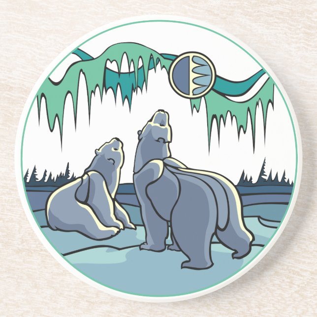 Polar Bear Art Gifts Native Art Wildlife Coasters (Front)
