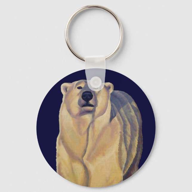 Polar Bear Art Key Chain Canadian Wildlife Gifts (Front)