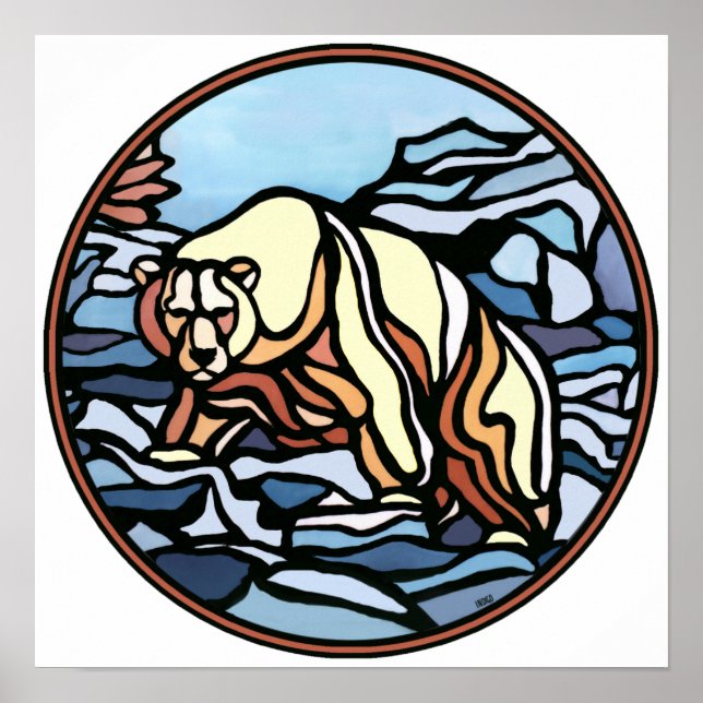 Polar Bear Art Print Tribal Wildlife Home Decor (Front)