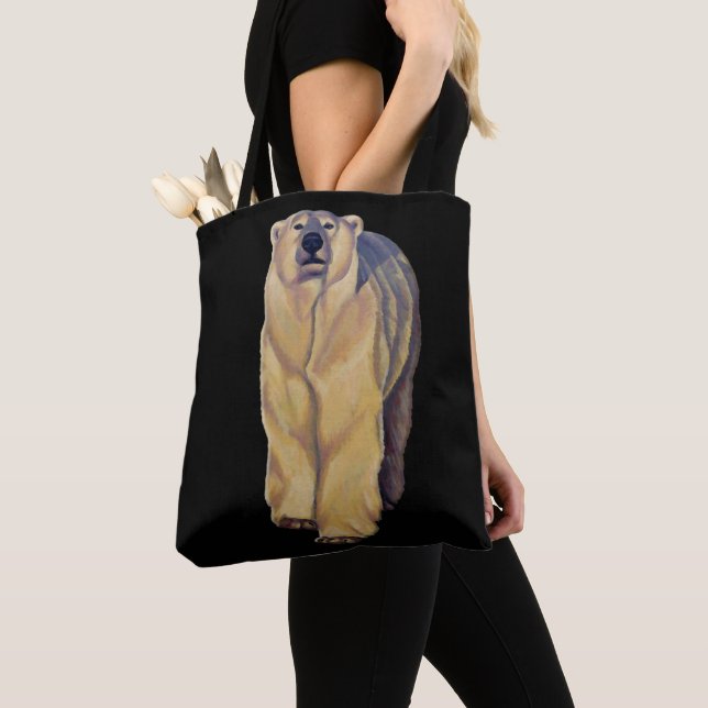 Polar Bear Art Tote Bag Wildlife Art Shopping Bag (Close Up)