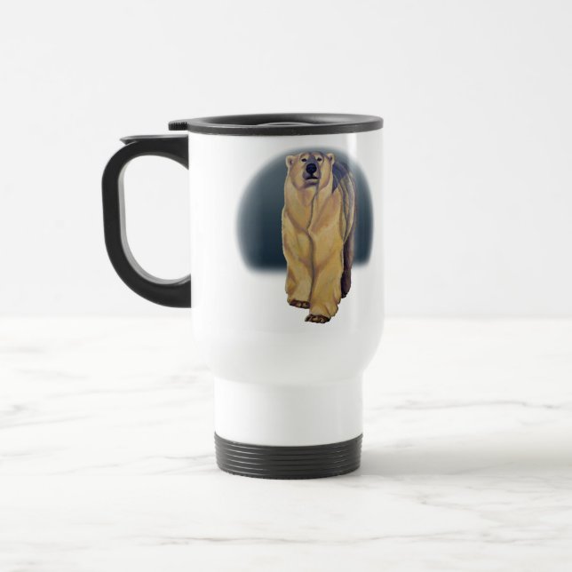 Polar Bear Art Travel Mug Wildlife Art Bear Cup (Left)