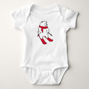 Polar bear as Skier with Ski Baby Bodysuit