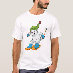 Polar bear as Skier with Ski & Bobble hat T-Shirt