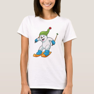 Polar bear as Skier with Ski & Bobble hat T-Shirt