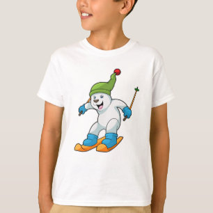 Polar bear as Skier with Ski & Bobble hat T-Shirt