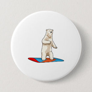 Polar bear as Snowboarder with Snowboard 7.5 Cm Round Badge