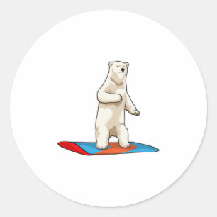 Polar bear as Snowboarder with Snowboard Classic Round Sticker