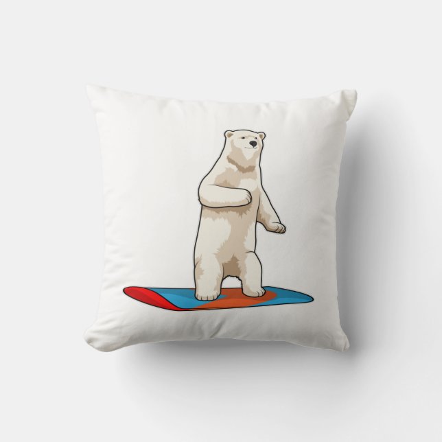 Polar bear as Snowboarder with Snowboard Cushion (Front)