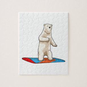 Polar bear as Snowboarder with Snowboard Jigsaw Puzzle