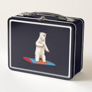 Polar bear as Snowboarder with Snowboard Metal Lunch Box
