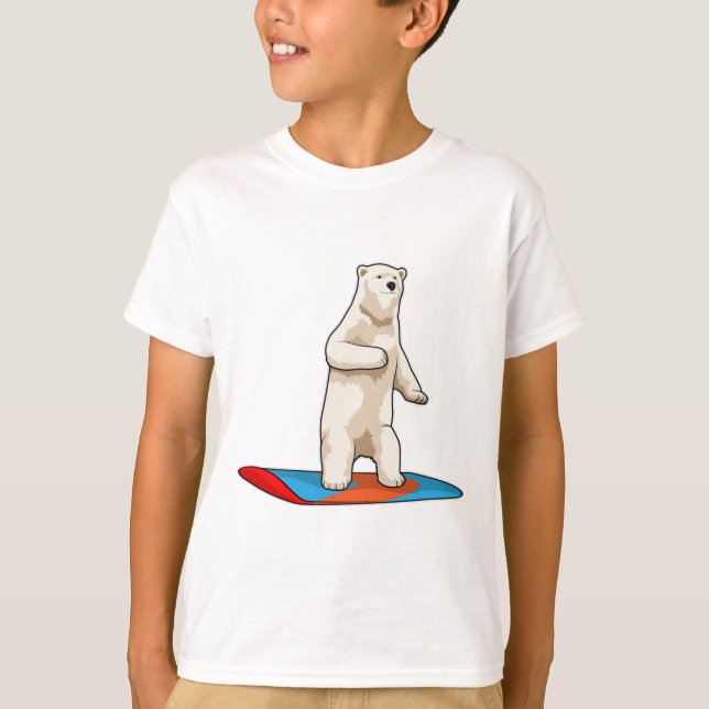 Polar bear as Snowboarder with Snowboard T-Shirt (Front)