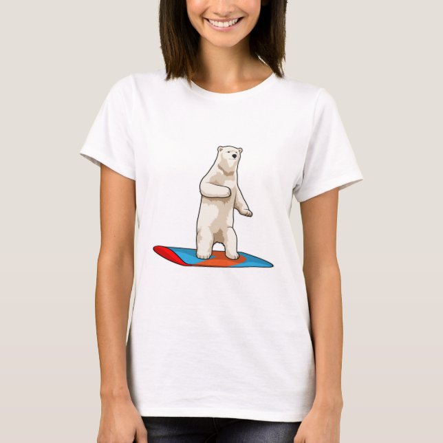 Polar bear as Snowboarder with Snowboard T-Shirt (Front)